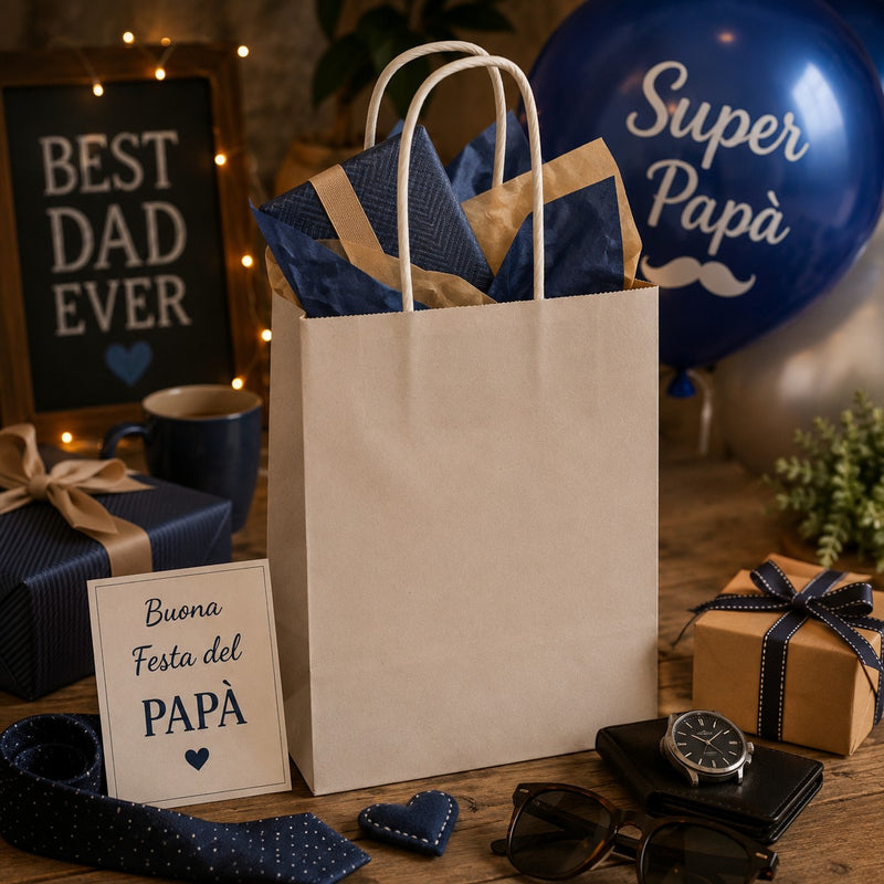 L'Arcolaio Shopper Kraft Taube 26x11x34 cm - Weihnachtsgeschenke 10er Pack