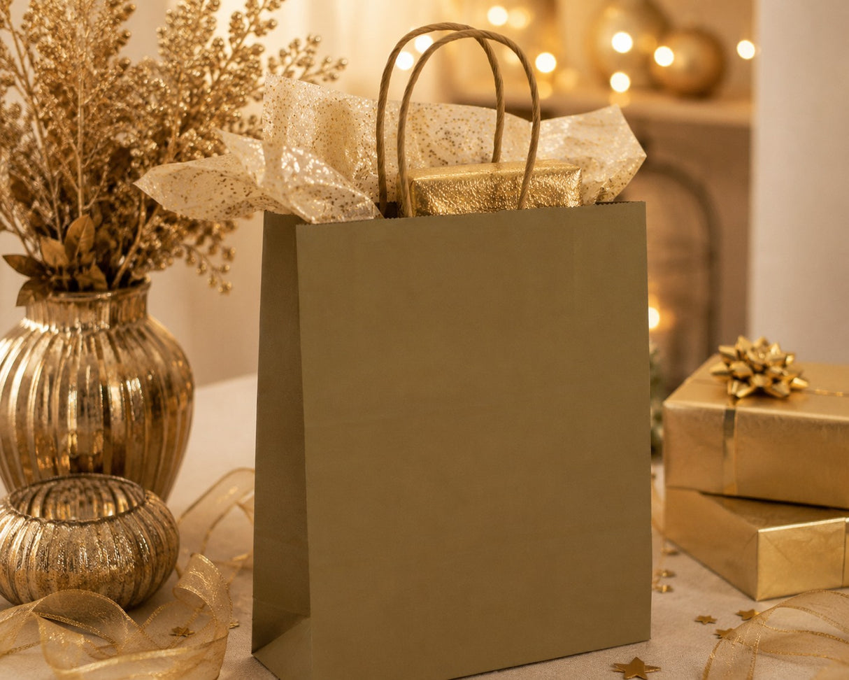 L'Arcolaio Shopper Kraft Gold Geschenkboxen 36X12X41 Cm Cf 10 Stück