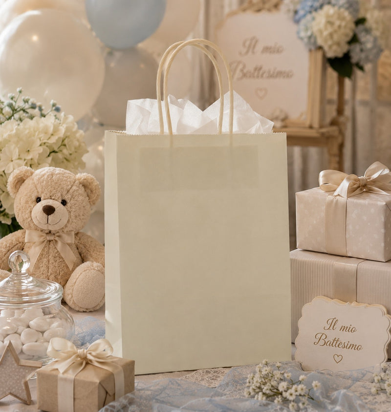 L'Arcolaio Shopper Kraft Creme Weihnachtsgeschenke 54x14x45 cm 10er Pack