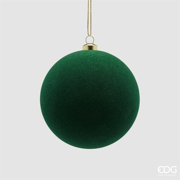EDG Enzo De Gasperi Christbaumkugeln aus Samt Dunkelgrün Ø10 cm – Set 6 Stk.