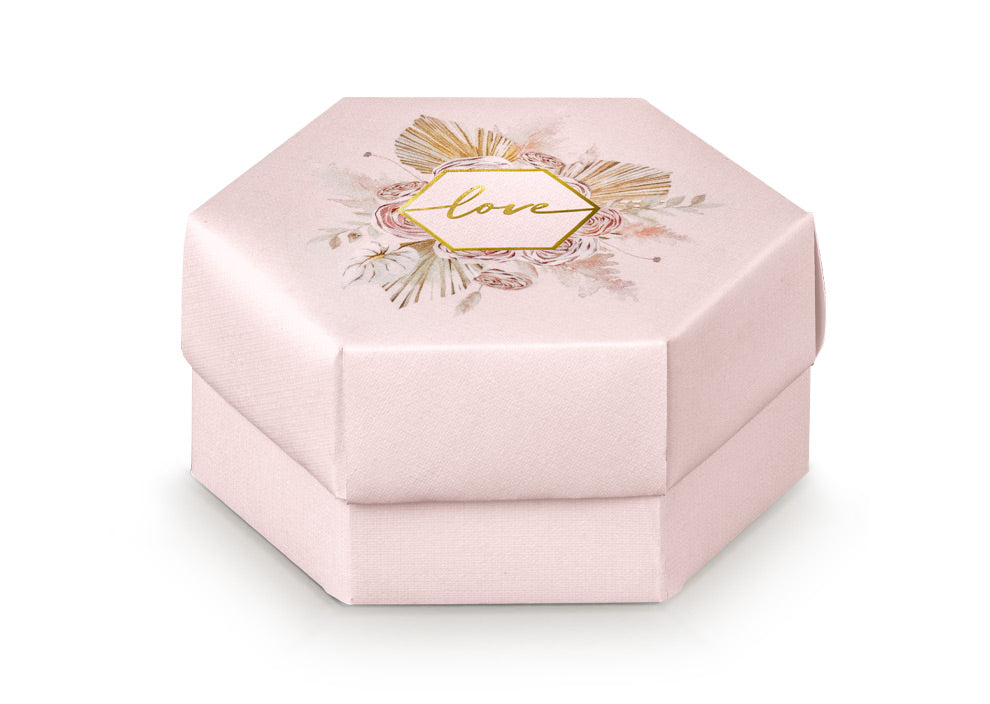 Scotton Sechseck-Box Pampas Love 110 x 60 mm Rosa 10 St