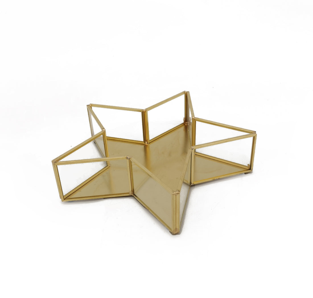 Vimin Box Stella Schüssel Glas Metall D 20 Cm H 5 Cm Gold