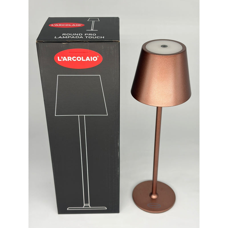 L'Arcolaio LED Lampe Touch Aufladbar H 38 cm 10 x 10 cm IP54 Round Pro Bronzebraun