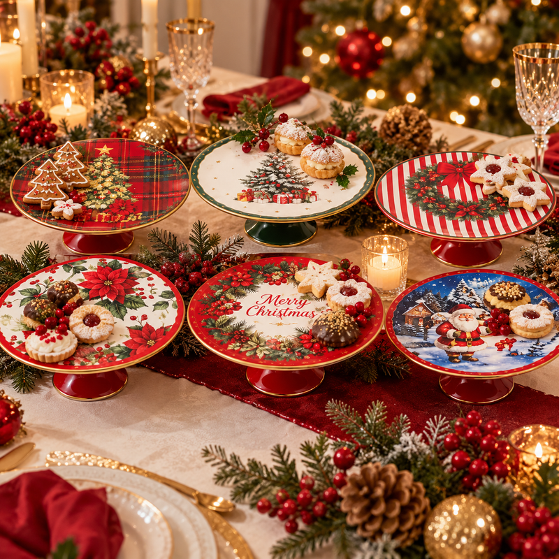 Ad Trend Weihnachts-Etagere Ø29 cm H10 cm – Dekorative Etagere für Gebäck, Torten, Tischdeko und Weihnachtstafel, Sortierte Modelle 1 Stk.