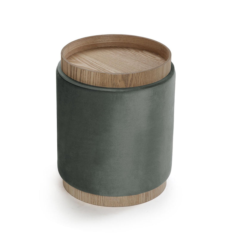 Versa Pouf Mit Stauraum Und Tablett Aus Grauem Samt