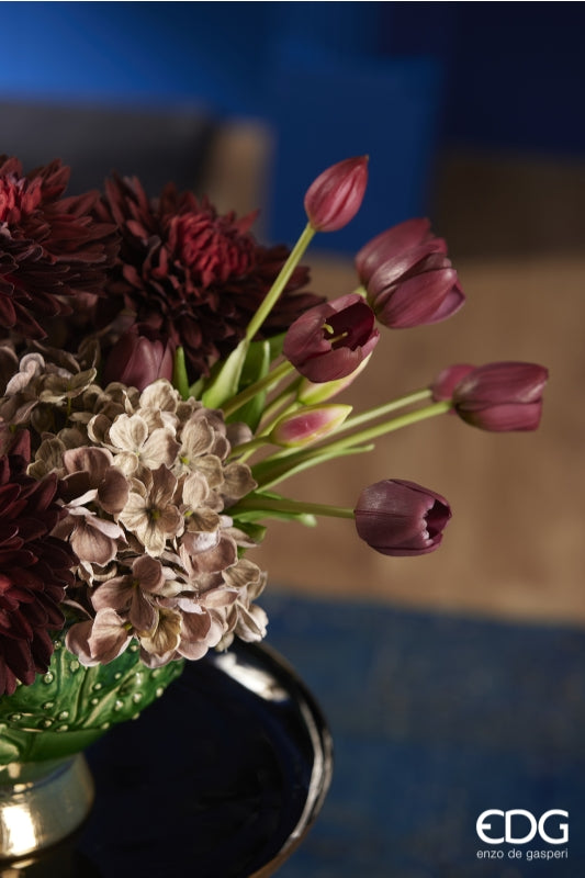 EDG Enzo De Gasperi Strauß mit 5 geschlossenen Tulpen Gummi H 40 cm Violett
