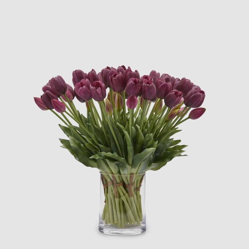 EDG Enzo De Gasperi Strauß mit 5 geschlossenen Tulpen Gummi H 40 cm Violett