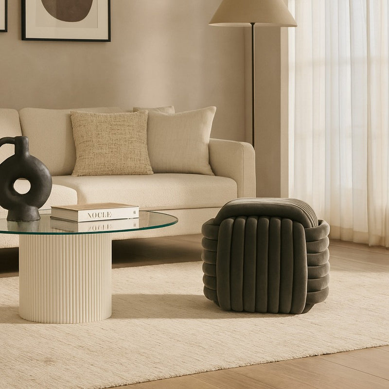 Versa Quadratischer Pouf Dunkelgrau