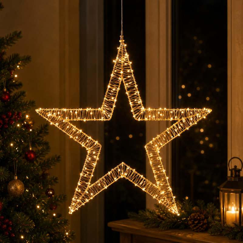 EDG Enzo De Gasperi Weihnachtsstern Microled Flat D 60 cm 250 LED Blinkend Elfenbein