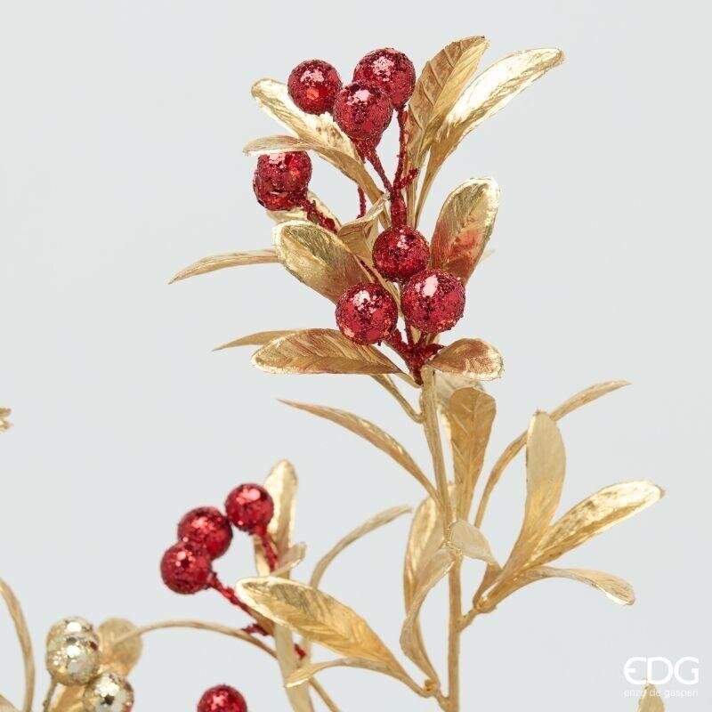 EDG Enzo De Gasperi Zweig Beeren mit Blättern Red Gold H75 cm – 1 Stk. Sortiert Weihnachtsdekoration