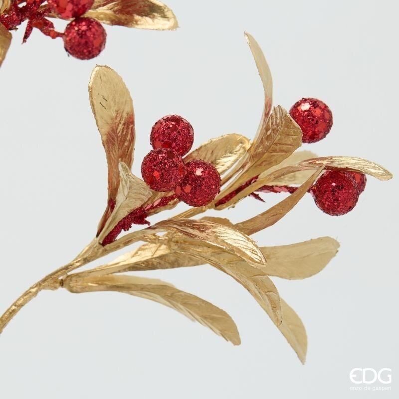 EDG Enzo De Gasperi Zweig Beeren mit Blättern Red Gold H75 cm – 1 Stk. Sortiert Weihnachtsdekoration