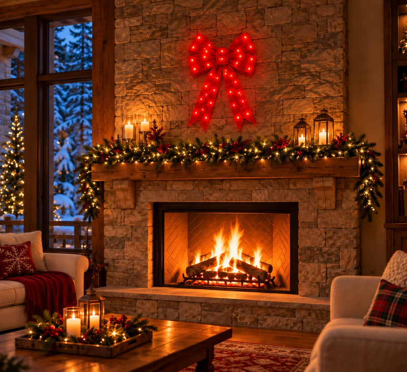 Bonturi Casa Rote Schleife Led Weihnachten 76 cm 112 LED Ip 44