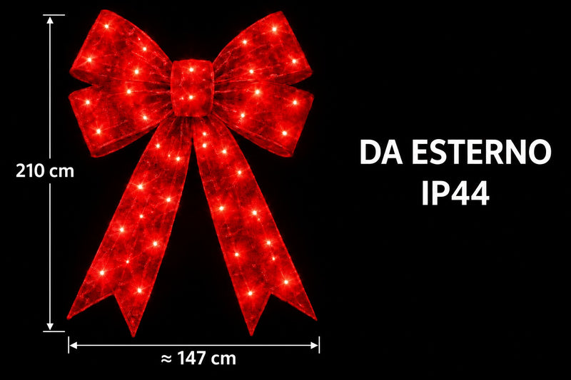 Bonturi Casa Fiocco Rosso Led Natale 210cm 368 LED IP 44
