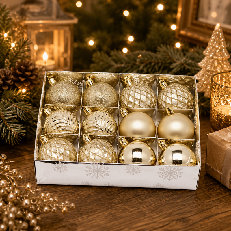 EDG Enzo De Gasperi Weihnachtsdeko Kunststoffkugel Decomix D 8 cm Packung 12 Stück Gold