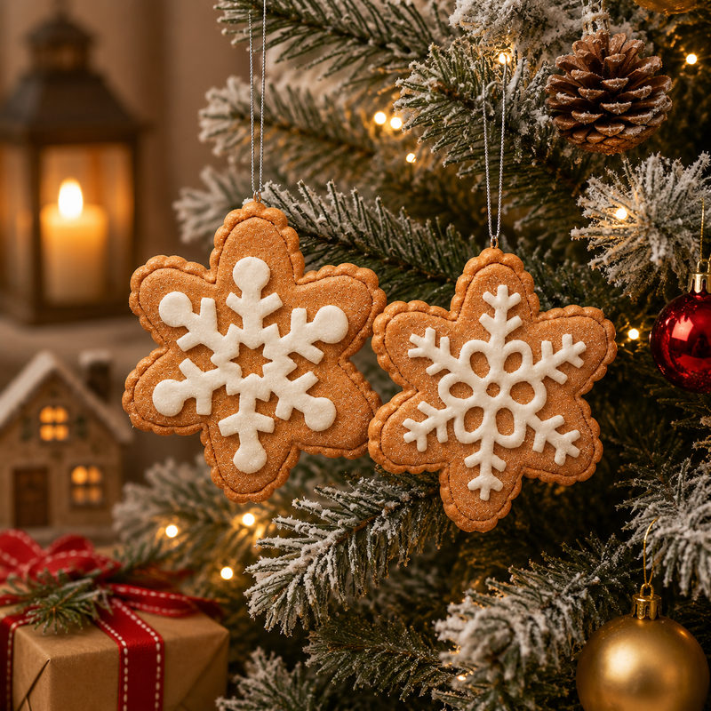 EDG Enzo De Gasperi Weihnachtsdekoration Schneeflocke Marzipan H 12 cm Haselnuss ass. 1 Stk.