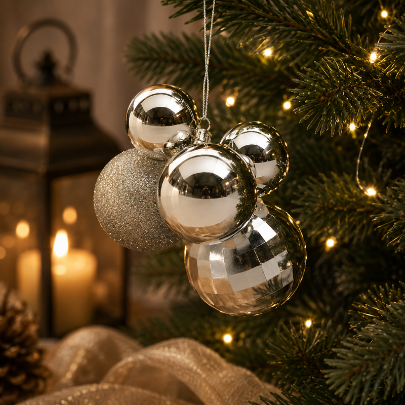 EDG Enzo De Gasperi Weihnachtsdekoration Traubenbündel MirrorMix 5 Stk Champagne