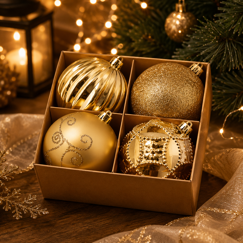 EDG Enzo De Gasperi Weihnachtskugel Poly Mix D 10 Cm Cf 4 Stk Light Gold