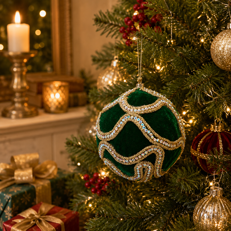 EDG Enzo De Gasperi Weihnachtsdeko Dekogemme Ball D 10 Cm Grün Gold 1 St.