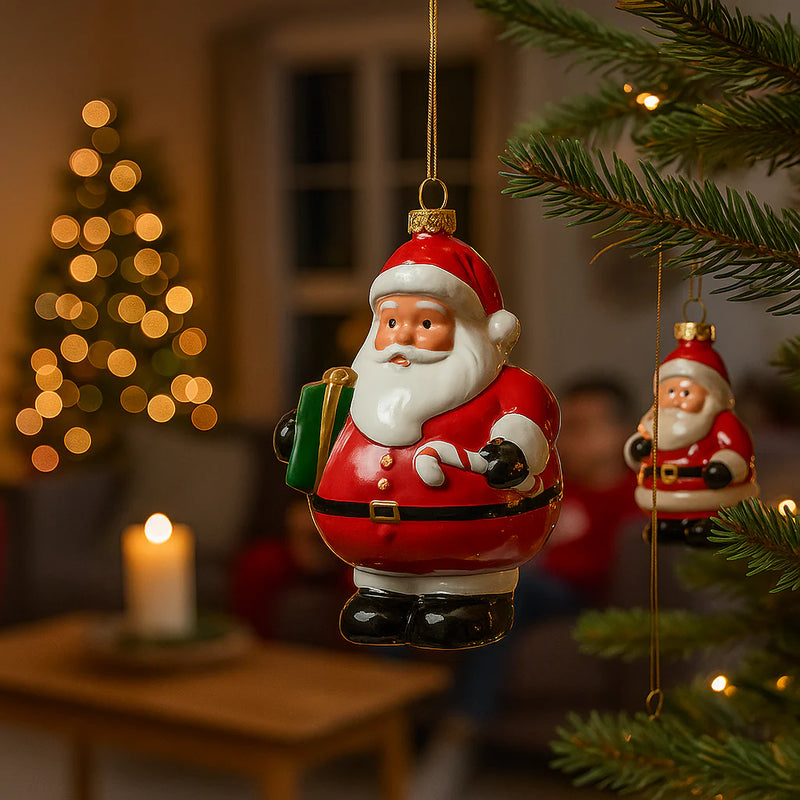 EDG Enzo De Gasperi Weihnachtsschmuck Weihnachtsmann H 12 cm B 9 cm T 7,5 cm Weiß Rot
