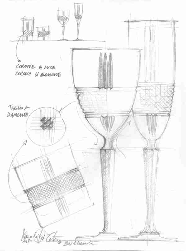 RCR Cristalleria Italiana Brillante - FL - Set von 6 Flöte-Gläsern aus Glas