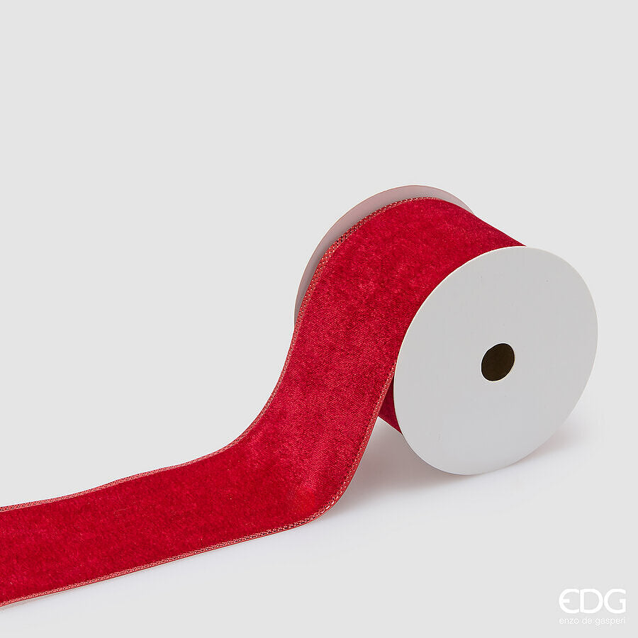 EDG Enzo De Gasperi Nastro in Velluto Rosso 8,9 cm x 10 m – Decorazione di Natale