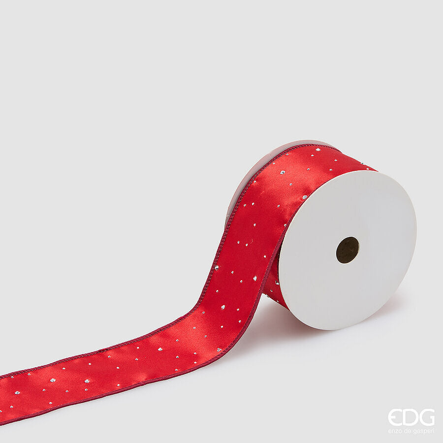 EDG Enzo De Gasperi Band Decoglitter Rot 6,3 cm x 10 m – Weihnachtsdekoration