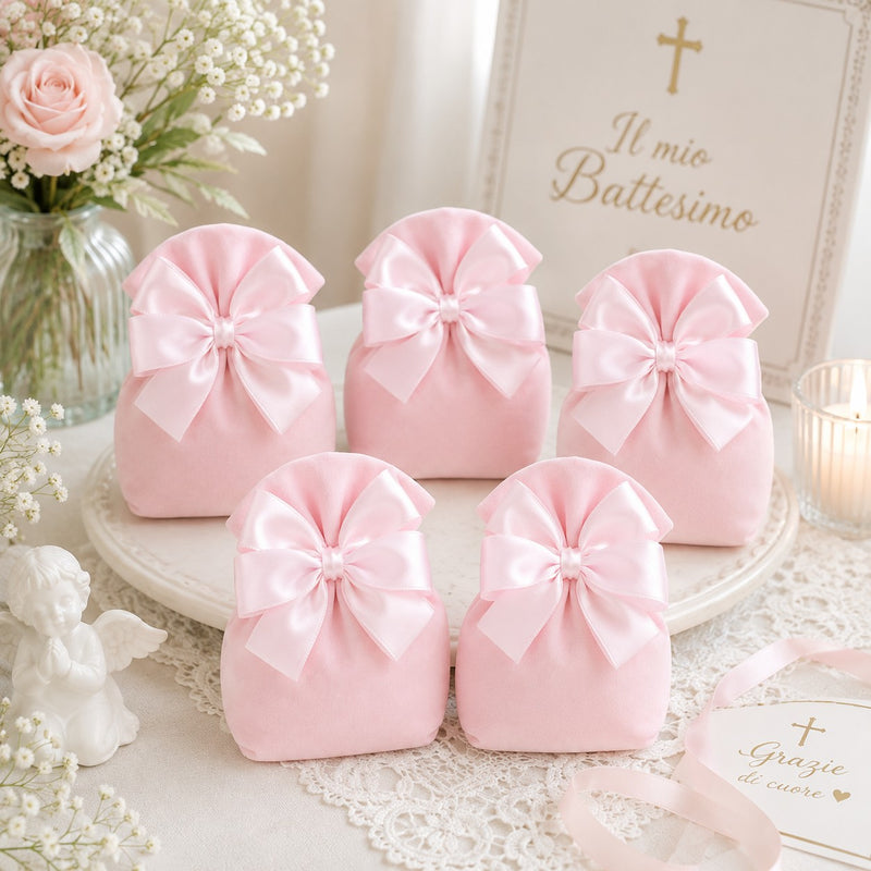 Creazioni per Enzo Beutel Süßigkeitentüte Colorado 13X11 cm Rosa Bonbonniere – 10er Pack