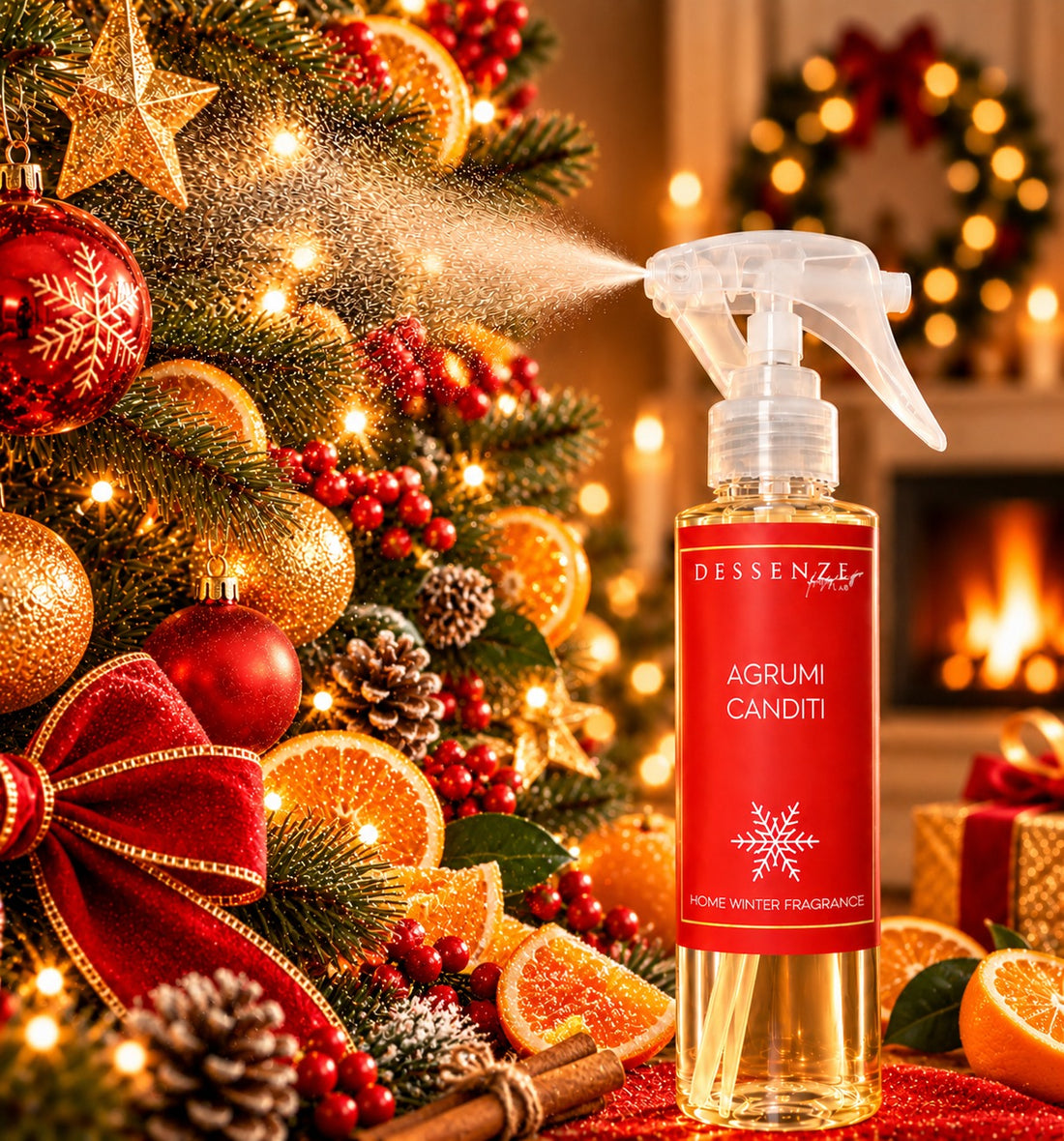 DESSENZE Duft für den Weihnachtsbaum Christmas Spray Kandierte Zitrusfrüchte 100 ml – Weihnachtlicher Duftspray