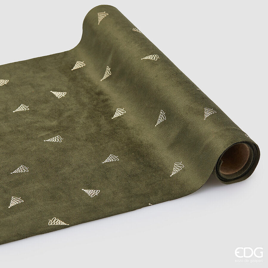EDG Enzo De Gasperi Dekorationstoff Pino Olive Rolle 35x200 cm – Weihnachtsdekoration