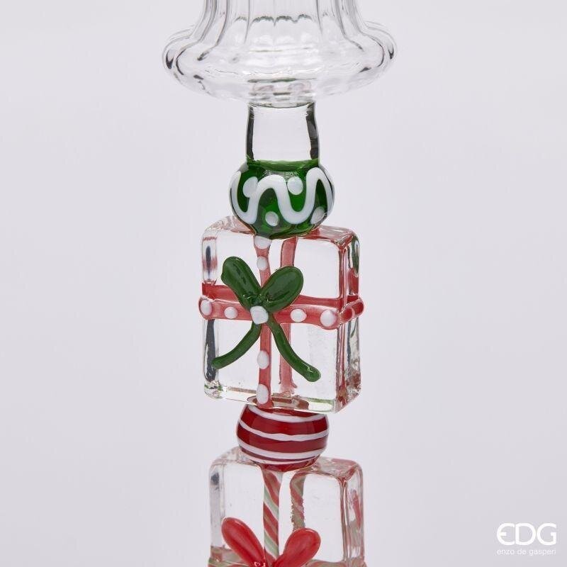 EDG Enzo De Gasperi Kerzenhalter Pacchi Green Pink H18,5 Ø7,5 cm – Weihnachtsdekoration