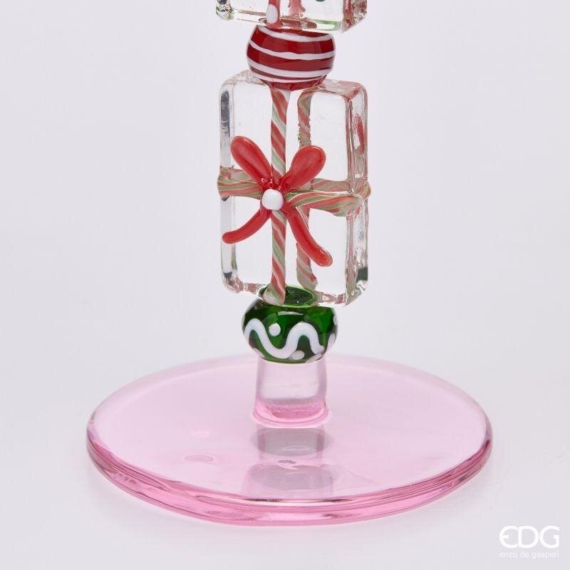 EDG Enzo De Gasperi Kerzenhalter Pacchi Green Pink H18,5 Ø7,5 cm – Weihnachtsdekoration