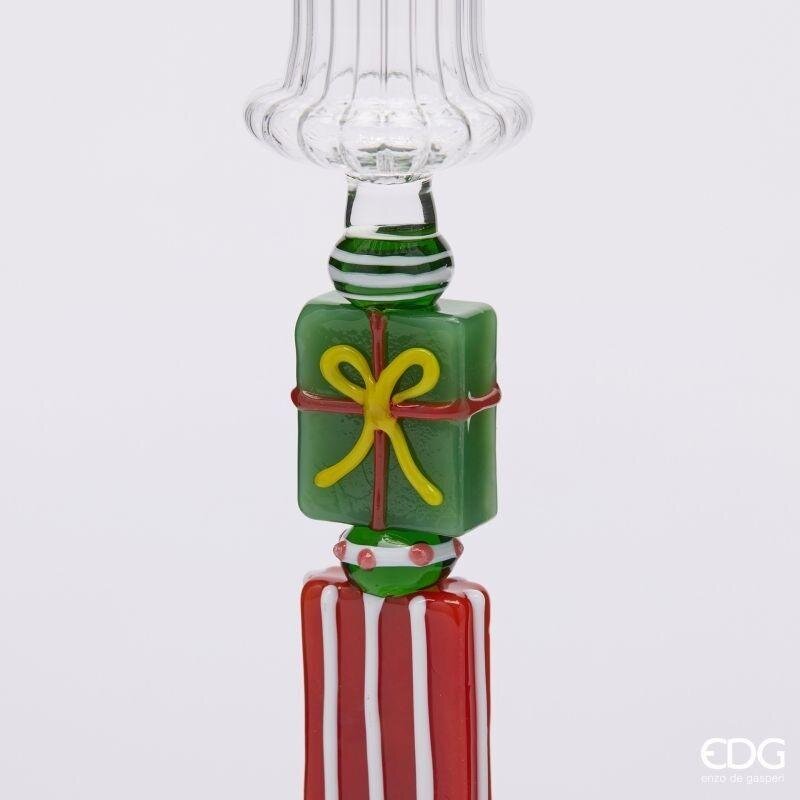 EDG Enzo De Gasperi Kerzenhalter Pacchi Green Red H22 Ø7,5 cm – Weihnachtsdeko