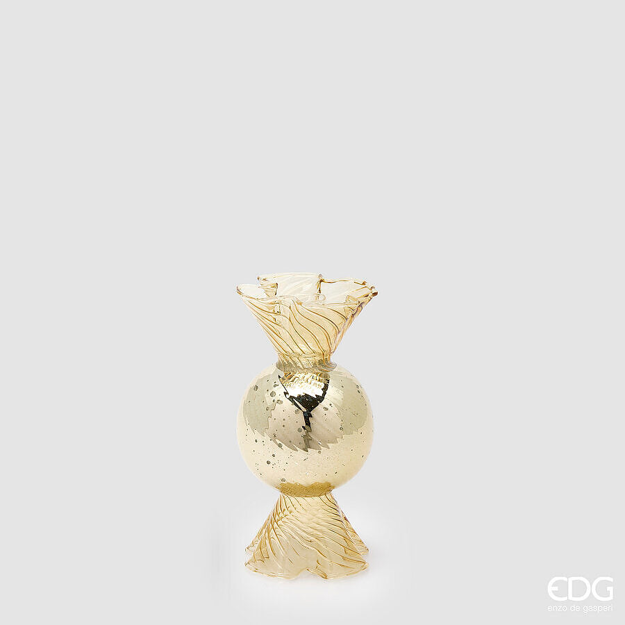 EDG Enzo De Gasperi Kerzenhalter Caramella Gold H16 Ø8 cm – Weihnachtsdekoration