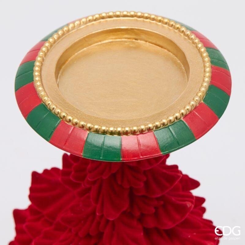 EDG Enzo De Gasperi Kerzenständer Kiefer Grün und Rot H31 Ø19 cm – Weihnachtsdeko