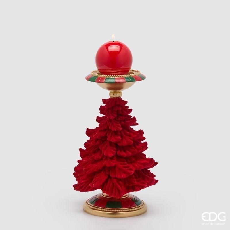 EDG Enzo De Gasperi Kerzenständer Kiefer Grün und Rot H31 Ø19 cm – Weihnachtsdeko