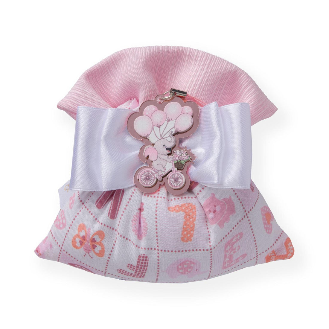 Creazioni per Enzo Sacchetto Bomboniera Baby Letterina Rosa 11x9 cm Portaconfetti Cf 10 pz