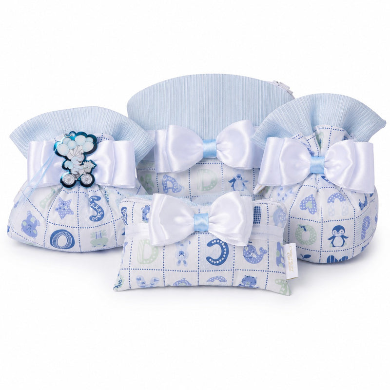 Creazioni per Enzo Sacchetto Bomboniera Baby Letterina Himmelblau 11x9 cm Bonbonniere – 10er Pack