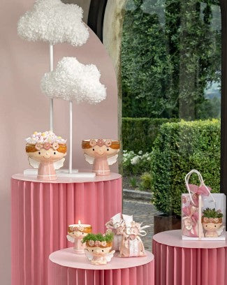 Cupido&Co. Engelkerze Rosa D 75 mm H 95 mm mit Einkaufstasche