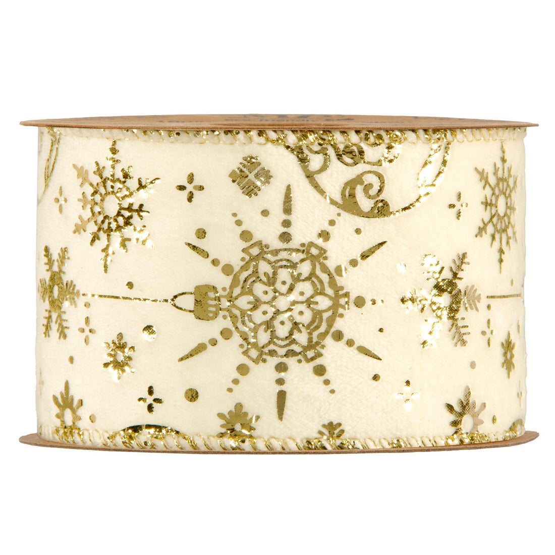 Piovaccari Weihnachtsband Gold Baubles 63 mm x 10 m – Dekoband mit goldenen Weihnachtskugeln für Christbaum, Schleifen und Geschenkverpackungen