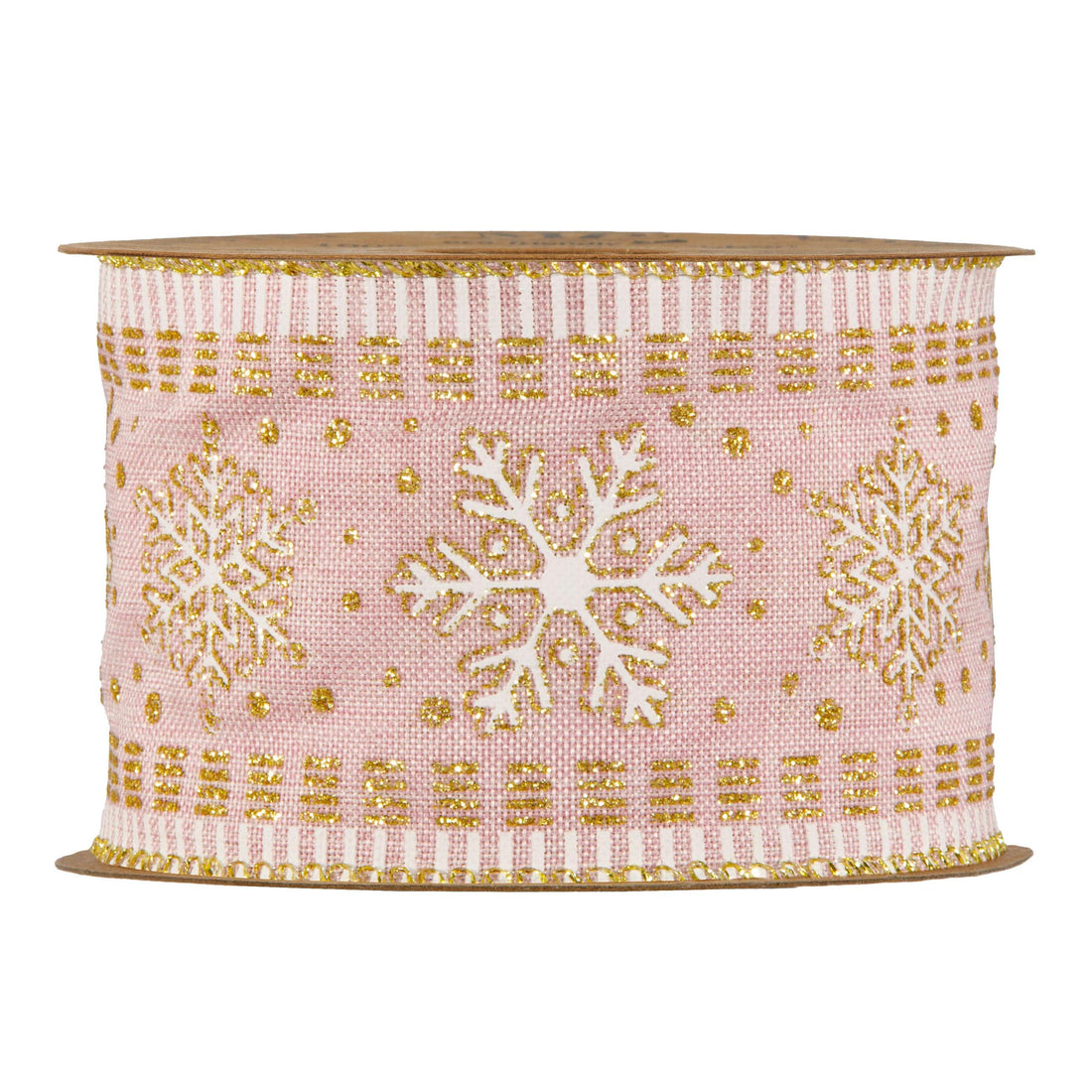 Piovaccari Weihnachtsband Snowflake in Pink Rosa 63 mm x 10 m – Dekoband mit Schneeflocken für Weihnachtsbaum, Schleifen und Geschenkverpackungen