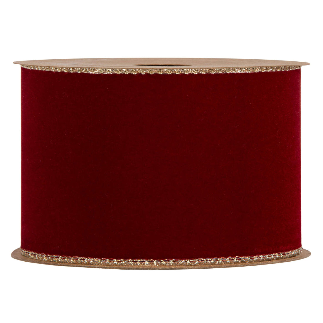 Piovaccari Band Double Sides Velvet & Glitter Dunkelrot 63 mm x 10 m – Weihnachtsband aus Samt mit Glitzer für Weihnachtsbaum, Schleifen und Geschenkverpackungen