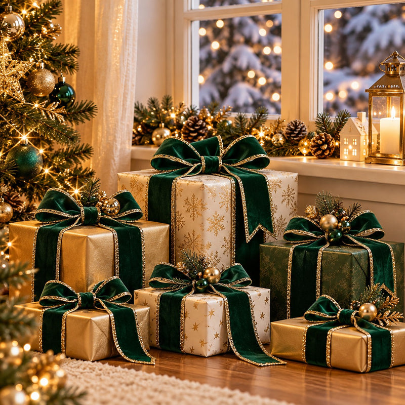 Piovaccari Band Double Sides Velvet & Glitter Dunkelgrün 40 mm x 10 m – Weihnachtsband aus Samt mit Glitzer für Weihnachtsbaum, Schleifen und Geschenkverpackungen