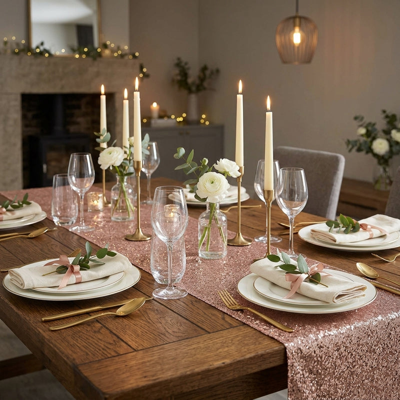 Piovaccari Aurora Sparkle Roll Dark Gold Dunkelgold 48x180 cm – Glänzender weihnachtlicher Deko-Läufer für Tisch, Tischdeko und Weihnachtsdekoration