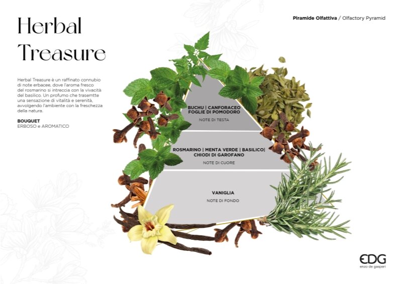 EDG Enzo De Gasperi Profumatore Bottiglia Atena Herbal Treasure H20 Ø11 cm – Profumo per Ambiente
