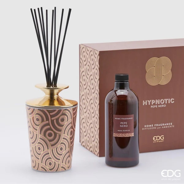 EDG Enzo De Gasperi Profumatore Bottiglia Hypnotic 900ml + Bastoncini H19 Pepe Nero
