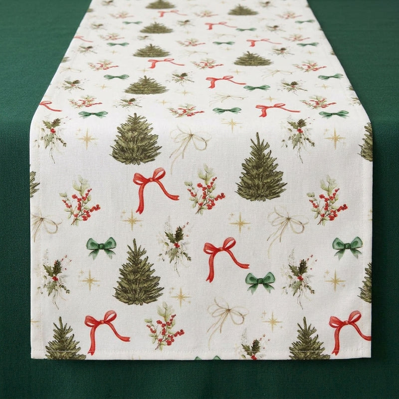 Piovaccari Runner Christmas Tree 28 cm x 2,5 m – Weihnachts-Tischläufer mit Weihnachtsbaum-Motiv für Tischdekoration, Tischdeko und Weihnachtsschmuck