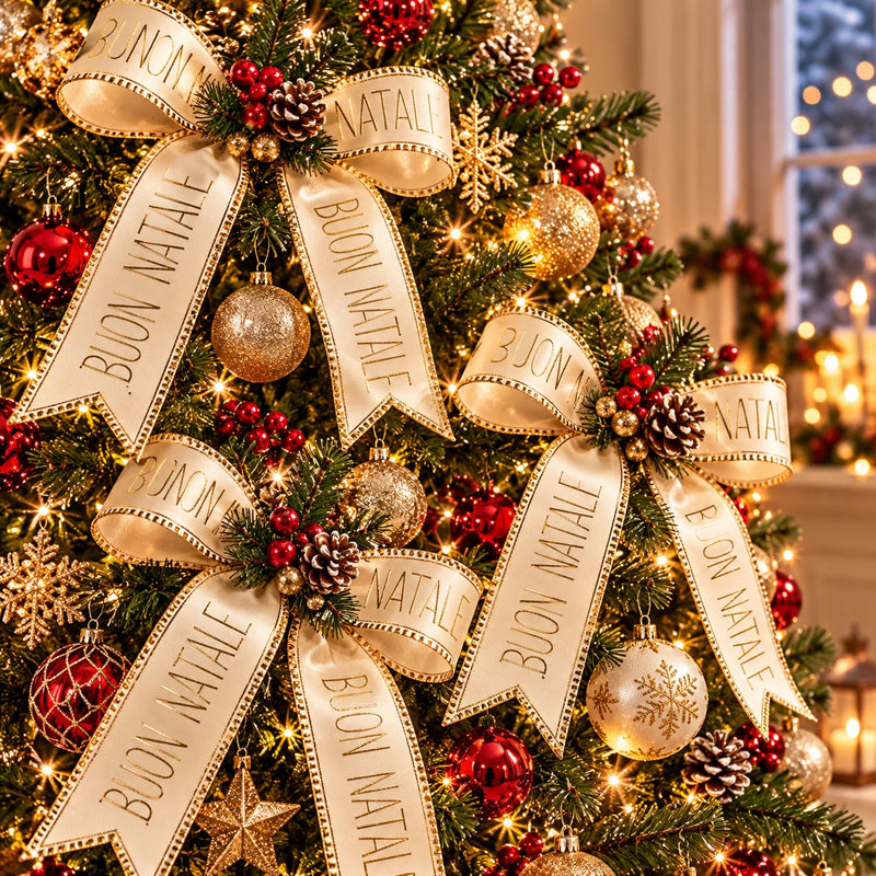 Piovaccari Band BUON NATALE MM25X15MT CREAM Piovaccari Band Buon Natale Cream 25 mm x 15 m – Weihnachtliches Dekoband in Creme mit Schriftzug „Buon Natale“ für Baum, Schleifen, Geschenkpakete und Weihnachtsdekoration