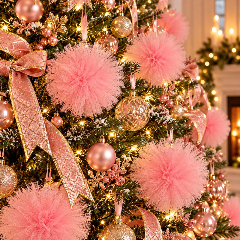 Piovaccari Pon Pon Rosa Ø25 cm – Weihnachtsdekoration für den Weihnachtsbaum, Christbaumschmuck, Feste und dekorative Arrangements