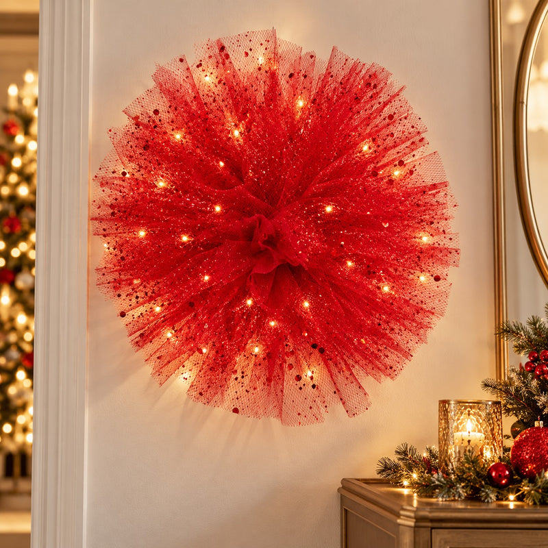 Piovaccari Pompon Rot Ø40 cm – Weihnachtsdekoration für den Weihnachtsbaum, Schmuck, Feste und dekorative Arrangements