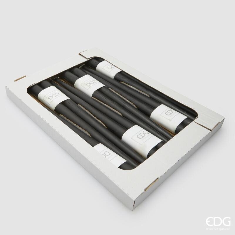 EDG Enzo De Gasperi Set 12 Kerzen zum Stecken H30 Ø2,2 cm Schwarz – Dekokerzen
